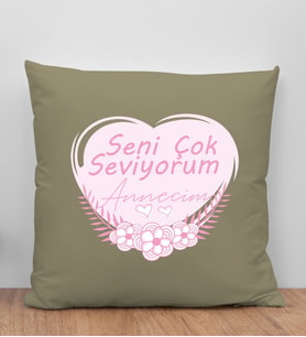 BK Gift Anneler Günü Tasarımlı Haki Kırlent Yastık, Anneye Hediye, Ev Dekorasyonu, Anneler Günü Hediyesi-1