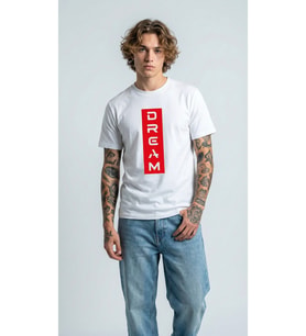 Unisex Düz Renk Dream Dijital Baskılı Bisiklet Yaka Basic Tişört (Beyaz)