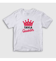 Presmono Unisex Çocuk Beyaz Backgammon Queen Tavla Kraliçesi Oyun V2 T-Shirt 417751tt (Beyaz)