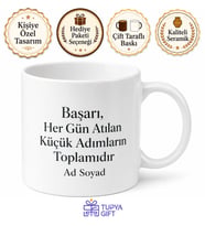 Kişiye Özel Motivasyon Yazılı Baskılı Kupa Bardak Ofis Hediyesi İsimli
