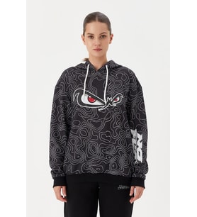 No Fear Kadın Sweatshirt Oversize Kapüşonlu Siyah 72523