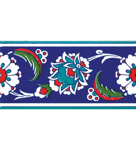 Armada Çini 10x20 Cm KS 12 İznik Çiçek Desenli Seramik Çini Bordür