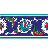 Armada Çini 10x20 Cm KS 12 İznik Çiçek Desenli Seramik Çini Bordür