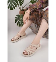 Nesil Shoes Bell 25159 Bej Anatomik Kadın Sandalet