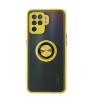 Oppo Reno 5 Lite Kılıf Montreal Yüzüklü Silikon Kapak - Sarı