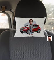 BK Gift Kişiye Özel Plakalı Erkek Peugeot 2008 Karikatürlü Dikdörtgen Araç Koltuk Yastığı-2