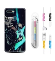Oppo A5S A15 A16 A54 A55 A73 A74 Kılıf Kablo Koruma Spiral Silikon Dog Guitar 1789