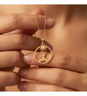 Kişiye Özel 925 Ayar Gümüş Tasarım Yoga Yapan İnsan Kolye (Gold)