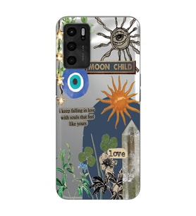 Oppo A16 Uyumlu Moon Child Desenli Şeffaf Telefon Kılıfı