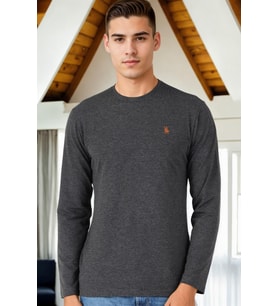 T8588 DEWBERRY BİSİKLET YAKA UZUN KOL T-SHIRT-ANTRASİT-2