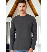 T8588 DEWBERRY BİSİKLET YAKA UZUN KOL T-SHIRT-ANTRASİT-2
