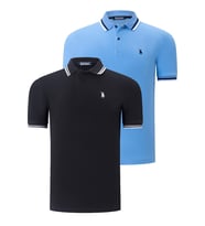 İKİLİ SET T8594 DEWBERRY ERKEK T-SHIRT-SİYAH-AÇIK MAVİ (Karışık)