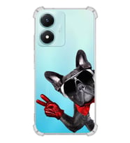 PrintiFy Vivo Y16 Uyumlu Köpek 2 Baskılı Şeffaf Köşe Korumalı Antişok Kılıf