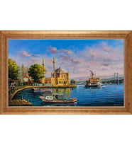 Çerçeveli Paspartulu Manzara Tablo ah863 (Gold)