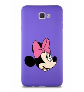 Samsung Galaxy J7 Prime Soft Premier Kapak Minnie Mouse-A Tasarımlı Silikon Kılıf - Mor (Şeffaf)