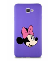 Samsung Galaxy J7 Prime Soft Premier Kapak Minnie Mouse-A Tasarımlı Silikon Kılıf - Mor (Şeffaf)