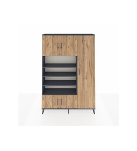Arges Dolap 11 Raflı 5 Kapaklı 132x30x195 Antrasit-Çam/Antrasit