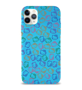 Apple iPhone 11 Pro Uyumlu Lansman Kılıf Hello Kitty Tasarımlı İçi Kadife Kapak-Mavi (Şeffaf)