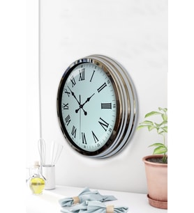 Krom Roma Rakamlı 40 Cm Metal Modern Duvar Saati (Standart)