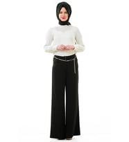 SORALLİNE 1694 SİYAH BAYAN ABİYE PANTOLON BOL PAÇA MEVSİMLİK ÜRÜN