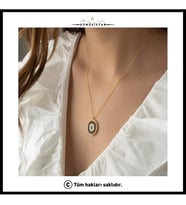 Saklı Takı 925 Ayar Gümüş Çift Taraflı Nazarlı Dönence Kolye