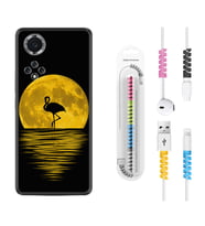 Huawei Nova Y70 Y90 Nova 9 SE  Kılıf Kablo Koruma Spiral Silikon Ay ve Flamingo 1775