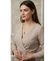 925 Ayar Papatya Silver Firuze Taşlı Markezit Set.rose.gold.rodaj