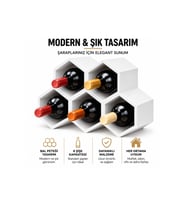 Beyaz Modern Yatay Tasarım 5 Hazneli Şarap Şişe Stant