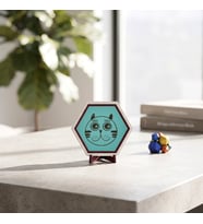 Şık Kedi Portresi Desenli Masaüstü Aksesuarı Çalışma Alanlarınıza Pozitif Enerji Katan Modern Özel Tasarım Ürün 10x10 cm