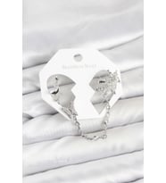 Pirinç Gümüş Renk Kelebek Model Zincir Bağlantılı Ear Cuff Küpe Seti 5886