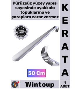 #Kerata Metal Paslanmaz Sağlam Uzun Lüks Ergonomik Çelik Krom Kaplama Ayakkabı Çekeceği Kerata 50 Cm