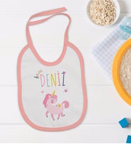BK Kids Kişiye Özel Pembe Bebek Mama Önlüğü - Model 117