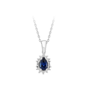 Sirius Baget Pırlanta ve Damla Safir Taşlı Modern Kolye 0717P0061