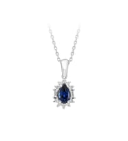 Sirius Baget Pırlanta ve Damla Safir Taşlı Modern Kolye 0717P0061