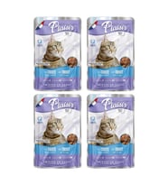Plaisir 100Gr Pouch Trout and Shrimps Alabalık Karides Etli 4Adet Kedi Maması (Mavi)