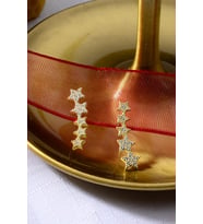 925 Ayar Gümüş Yıldız Desenli Sallantılı Gold Küpe (Sarı)