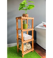 Masif Ahşap 4 Katlı Banyo Rafı, Saksılık, Havluluk Banyo Bahçe Düzenleyici mob102