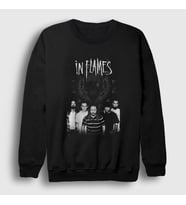 Presmono Unisex Siyah Band In Flames Sweatshirt 83481tt