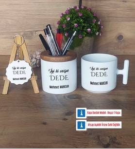 Dedeye Hediye Hediye Sepeti Kalemlik, Kupa Bardak Sihirli, Ahşap Anahtarlık Hediye (Model 3)