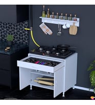 Modilayn QPLAS (XL) Set Ocak Altı Dolap 70x88x48 cm. Çekmeceli, kapaklı, raflı ve baharat raflı.