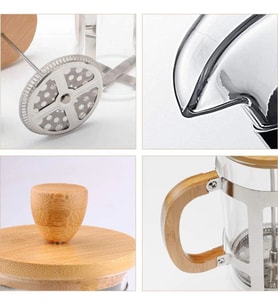 Ahşap Detaylı 350 ml Cam French Press