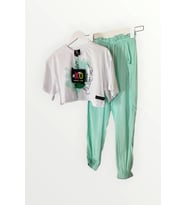 Viskon Pantolon-Crop T-Shirt