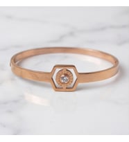 BZ 316l Çelik Rose Zirkon Tek Taşlı Spor Kelepçe BLZ-488