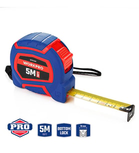 WORKPRO WP261009 5Mx19mm/16Ft. Naylon Kaplama Sarı Çelik Şerit Metre