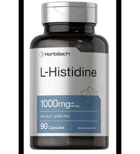 Horbaach L-Histidine 1000mg 90 Capsules Non-GMO and Gluten Free (Renksiz)