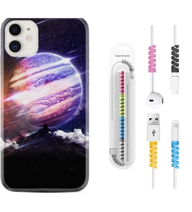 Apple iPhone 11 12 13 Mini Kılıf Kablo Koruma Spiral Silikon Super Planet 1797