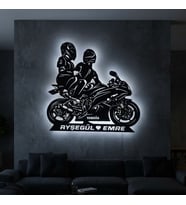 Kişiye veya Fotoğrafa Özel Led Işıklı Ahşap Hediyelik Motosiklet Tabloları, Dekor