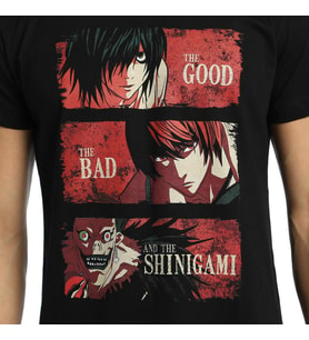 Bant Giyim - Death Note Kira L Shinigami Siyah Erkek Tişört
