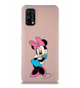 Realme 7 Pro Soft Premier Kapak Minnie Mouse-D Tasarımlı Silikon Kılıf - Pudra (Şeffaf)