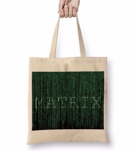 The Matrix Kod Yağmuru Bez Çanta Uzun Saplı